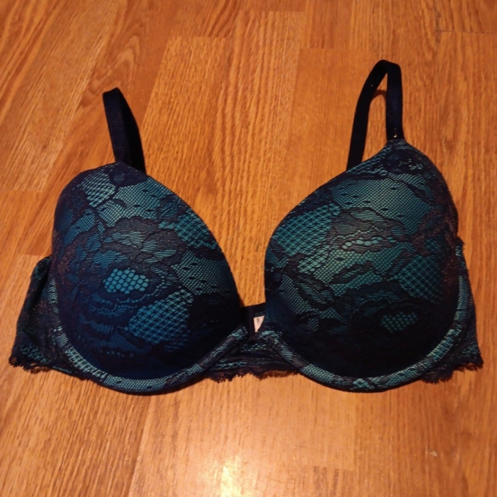 Victoria's Secret Lace Overlay Teal Up-Lift Bio-fit Bra